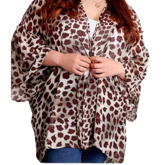 KIMONO NEW WOMENS PLUS LEOPARD TOP CARDIGAN SUMMER CASUAL SHIRT SZ 1 X 2X 3X - Picture 4 of 4